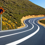 **A person confidently navigating a winding road, symbolizing flexibility and adaptability in the face of change. The road should have signs representing "New Skills," "Right Mindset," and "Letting Go of Fear."  Bright, encouraging lighting.**
